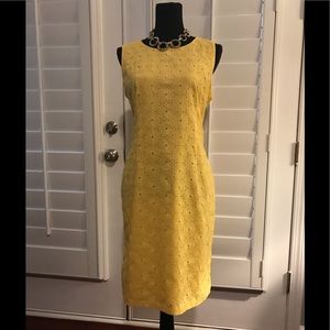 Talbots Yellow Eyelet Sheath Dress